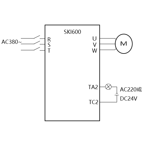 SK600三科變頻器接運(yùn)行指示燈視頻指導(dǎo)